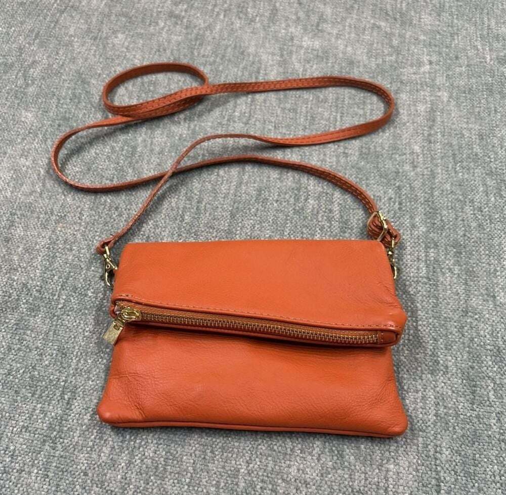 Venice Leather Made in Italy Foldover Crossbody Bag
